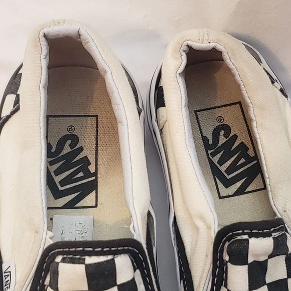 Vans Slip On Black White Checkerboard Unglued Around Edges M 5 W 6.5 - Picture 7 of 9